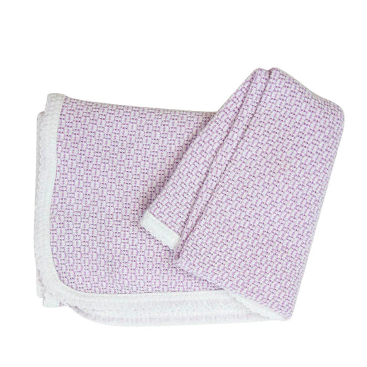 Lavender with Lavender Trim Paty Knit Solid Color Swaddle Blanket