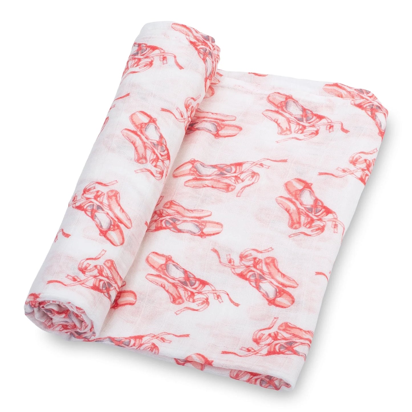 Pink Ballet Shoe Baby Muslin Swaddle Blanket