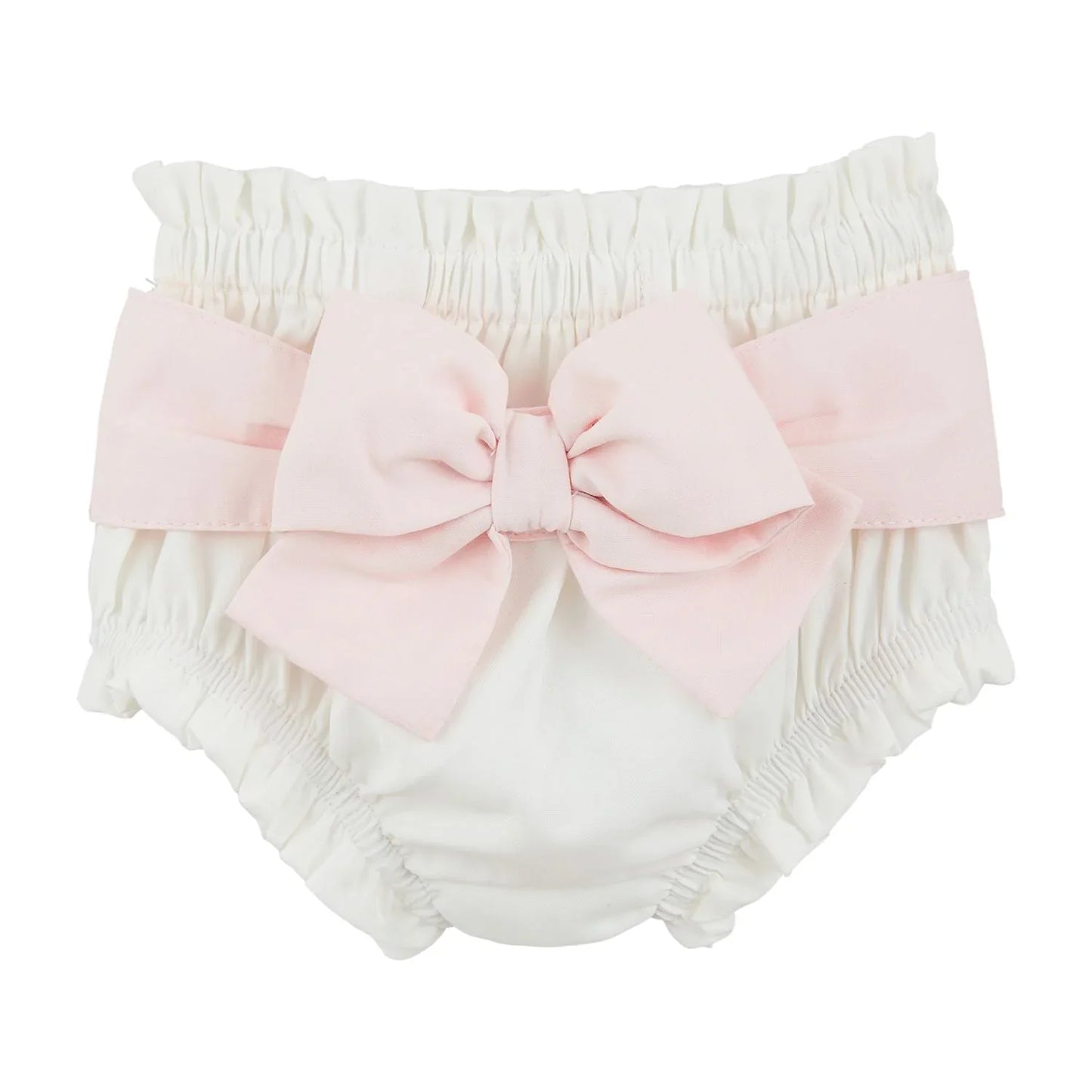 White Diaper Cover W/ Pink Bow