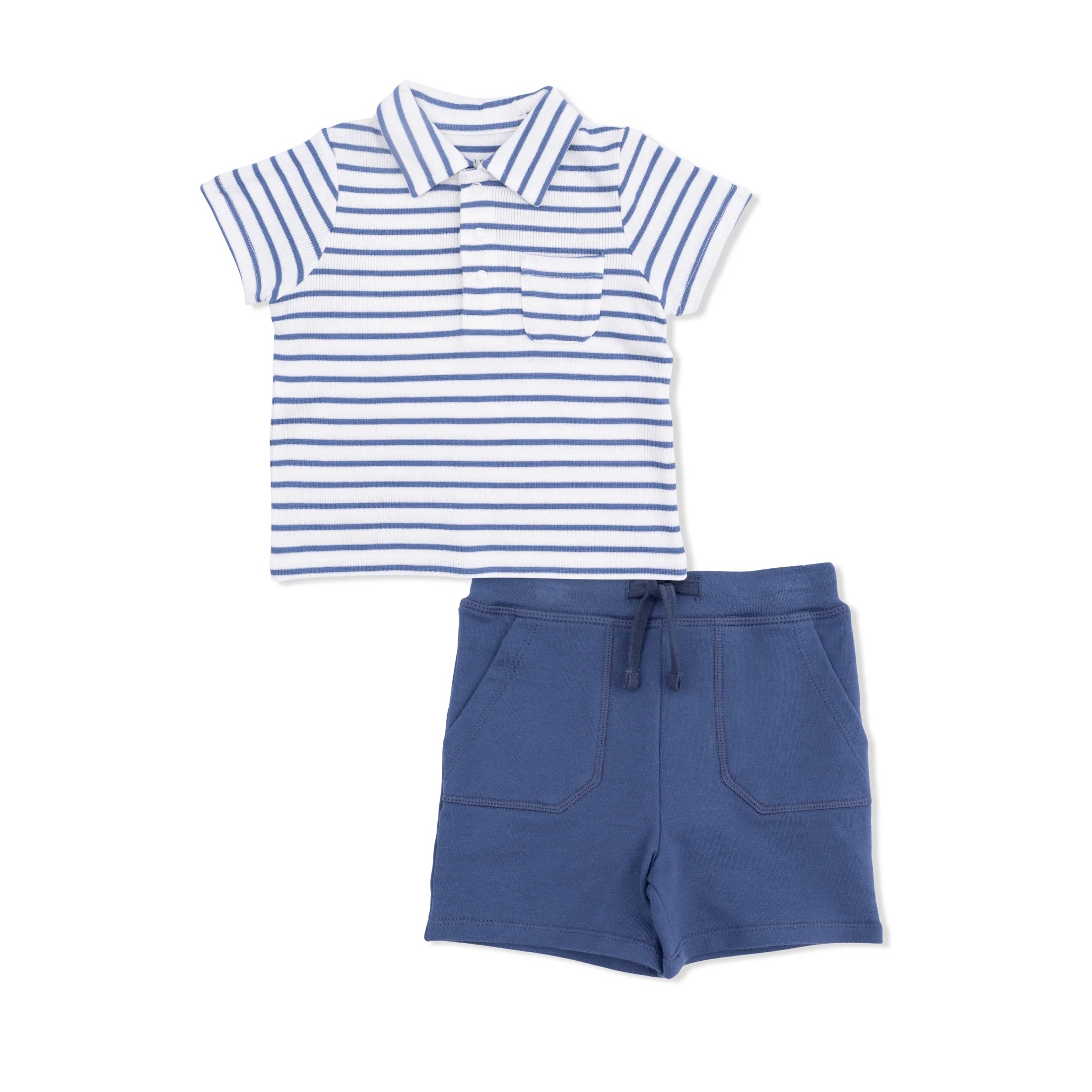 Navy Stripe Short Set