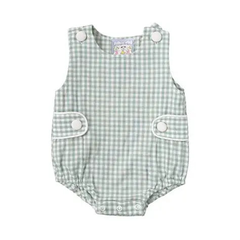 Teal Gingham Boys Bubble