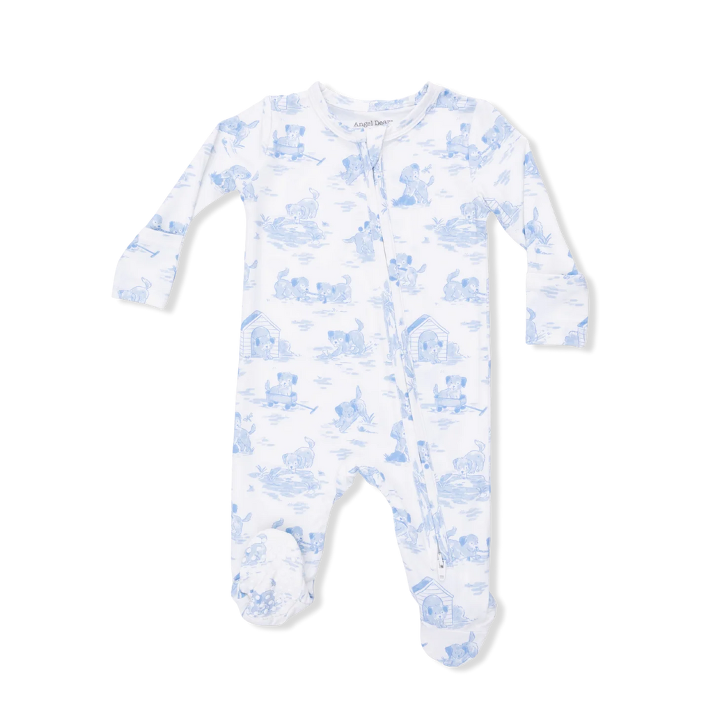 Puppy Toile Blue Footie