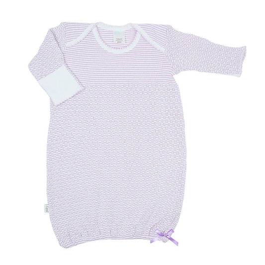Lavender Paty Knit Solid Color Overlap Shoulder Gown
