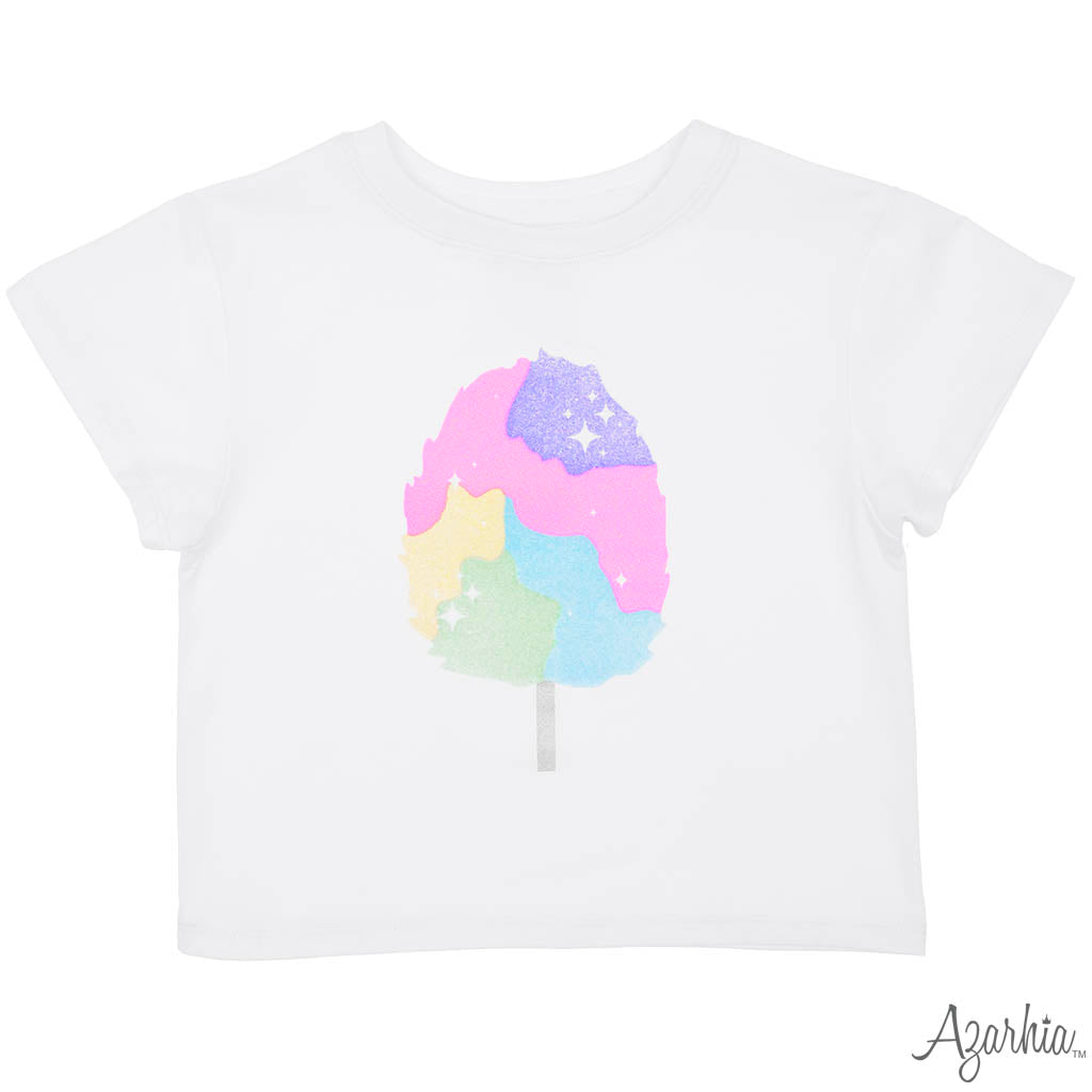Glitter Cotton Candy on White Boxy Tee