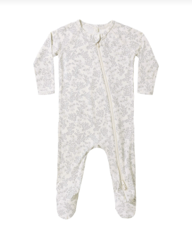 BAMBOO ZIP FOOTIE CLOUD FLORAL