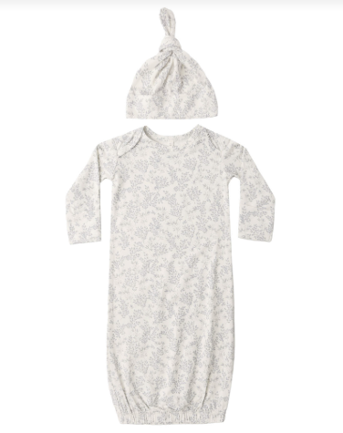 BAMBOO BABY GOWN + HAT SET CLOUD FLORAL