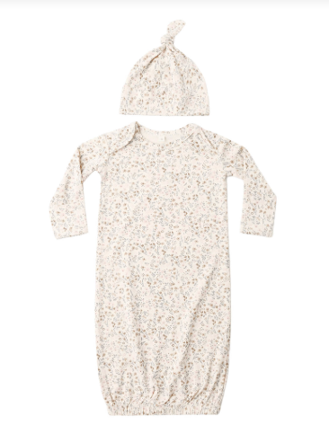 BAMBOO BABY GOWN + HAT SET BLOOM