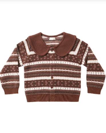 FAIR ISLE CARDIGAN MULBERRY STRIPE