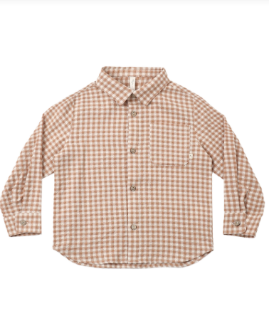 COLLARED BABY LONG SLEEVE SHIRT FAWN GINGHAM