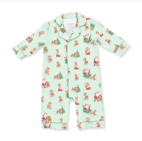 Vintage Reindeer & Santa Uni - Coat Style Romper