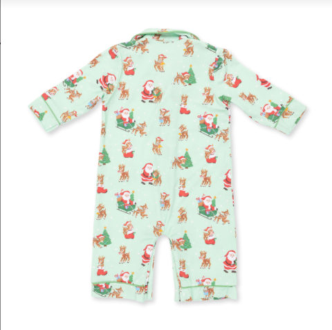Vintage Reindeer & Santa Uni - Coat Style Romper