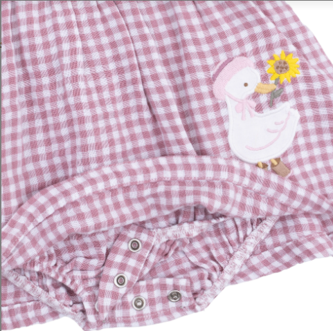 Berry Gingham - Long Sleeve Ruffle Bubble With Skirt