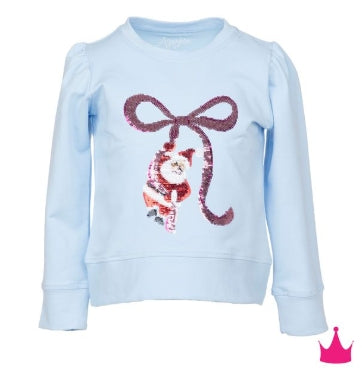 Sequin Santa Bow Light Blue Holly