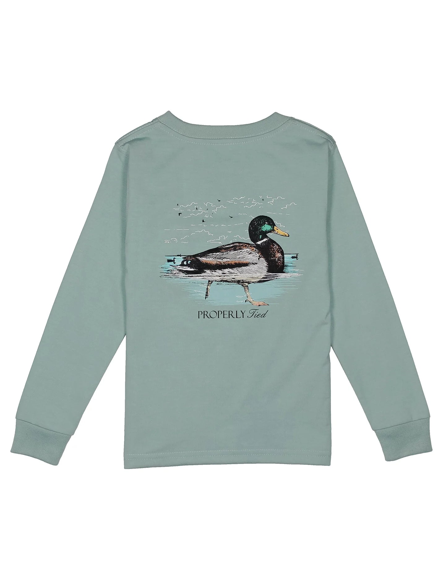 Swimming Mallard Long Sleeve Marine Mist Shirt