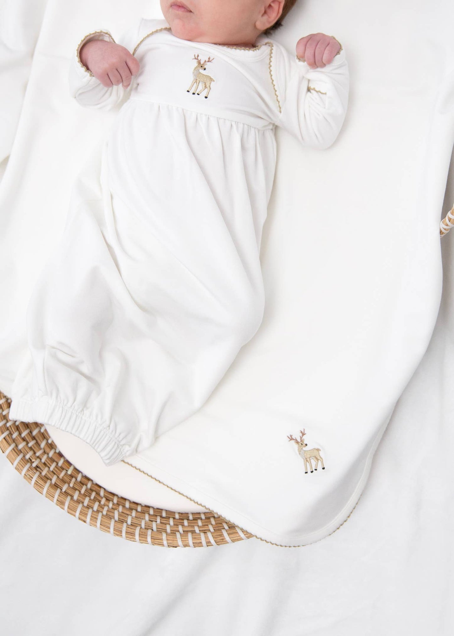 Deer Pip Embroidered Blanket