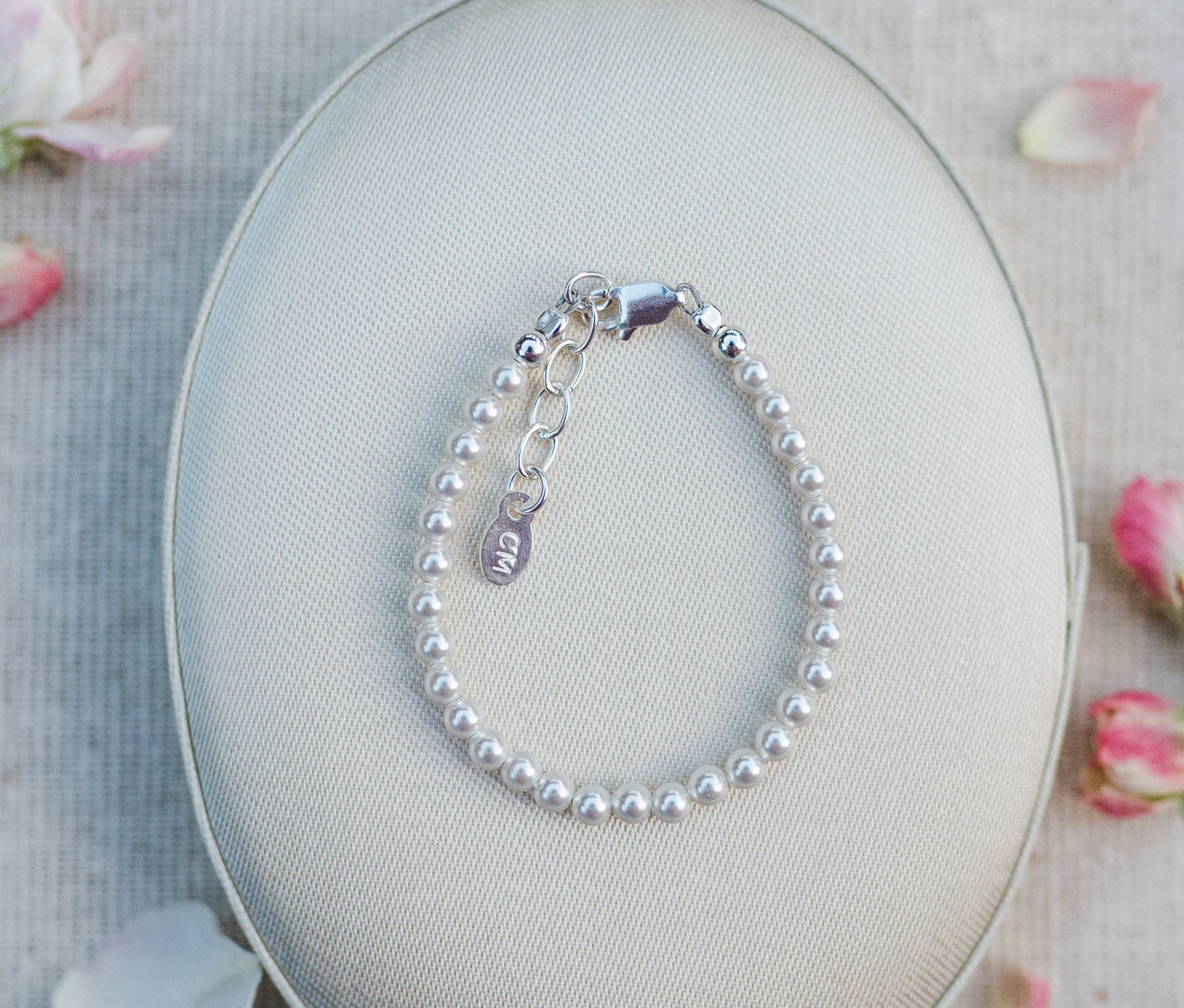 Serenity - Sterling Silver Baby's 1st Pearls Bracelet Keepsake Gift