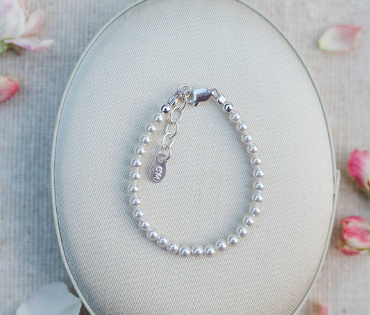 Serenity - Sterling Silver Baby's 1st Pearls Bracelet Keepsake Gift