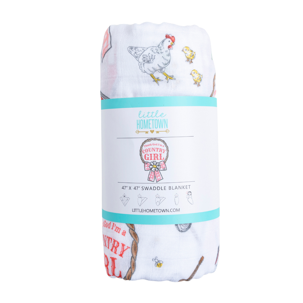 Country Girl Muslin Swaddle Receiving Blanket Breathable and Lightweight