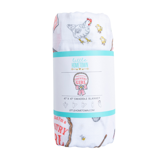 Country Girl Muslin Swaddle Receiving Blanket Breathable and Lightweight