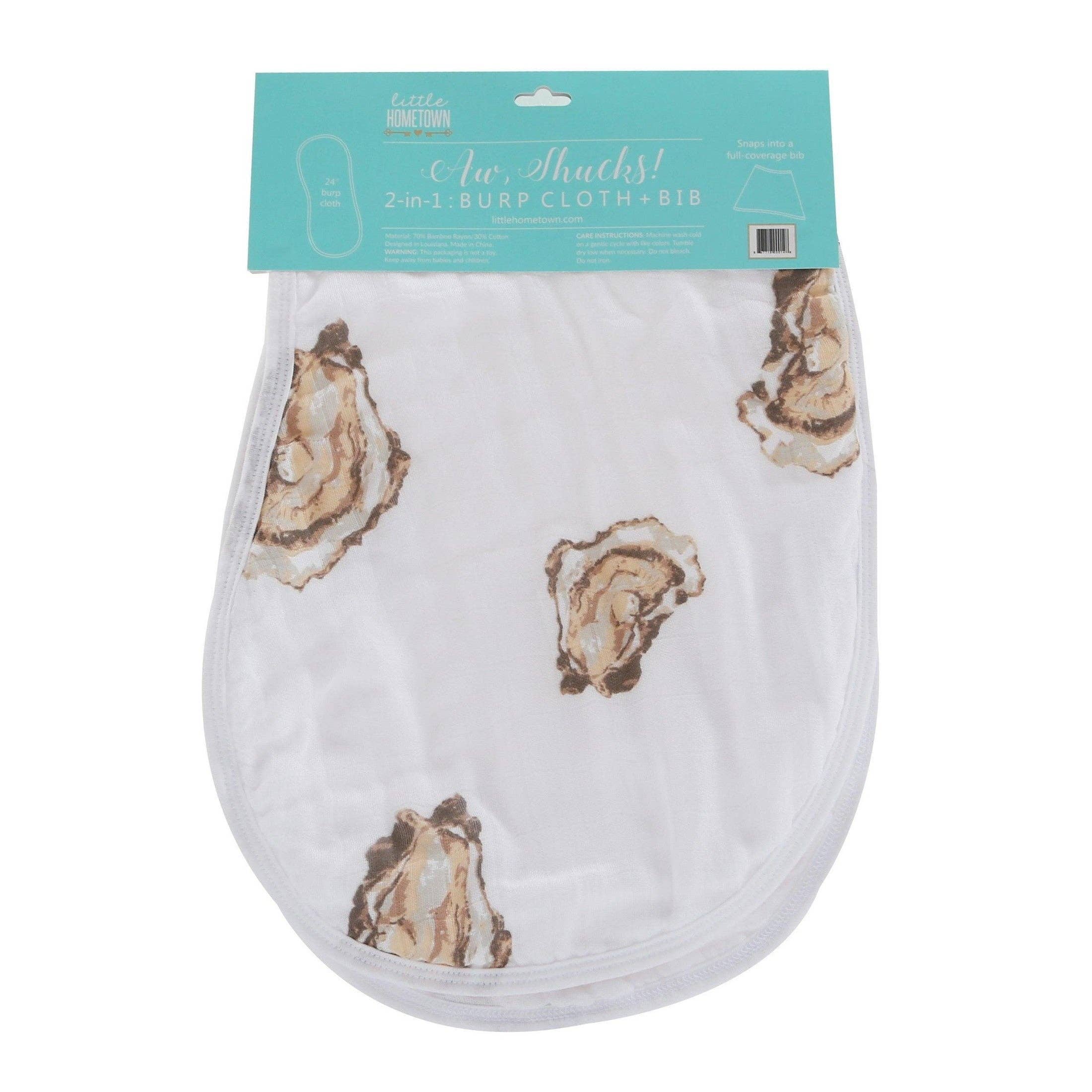 Aw Shucks! Oyster Baby Burp Cloth and Bib 2 in 1  Perfect Baby Shower Add On
