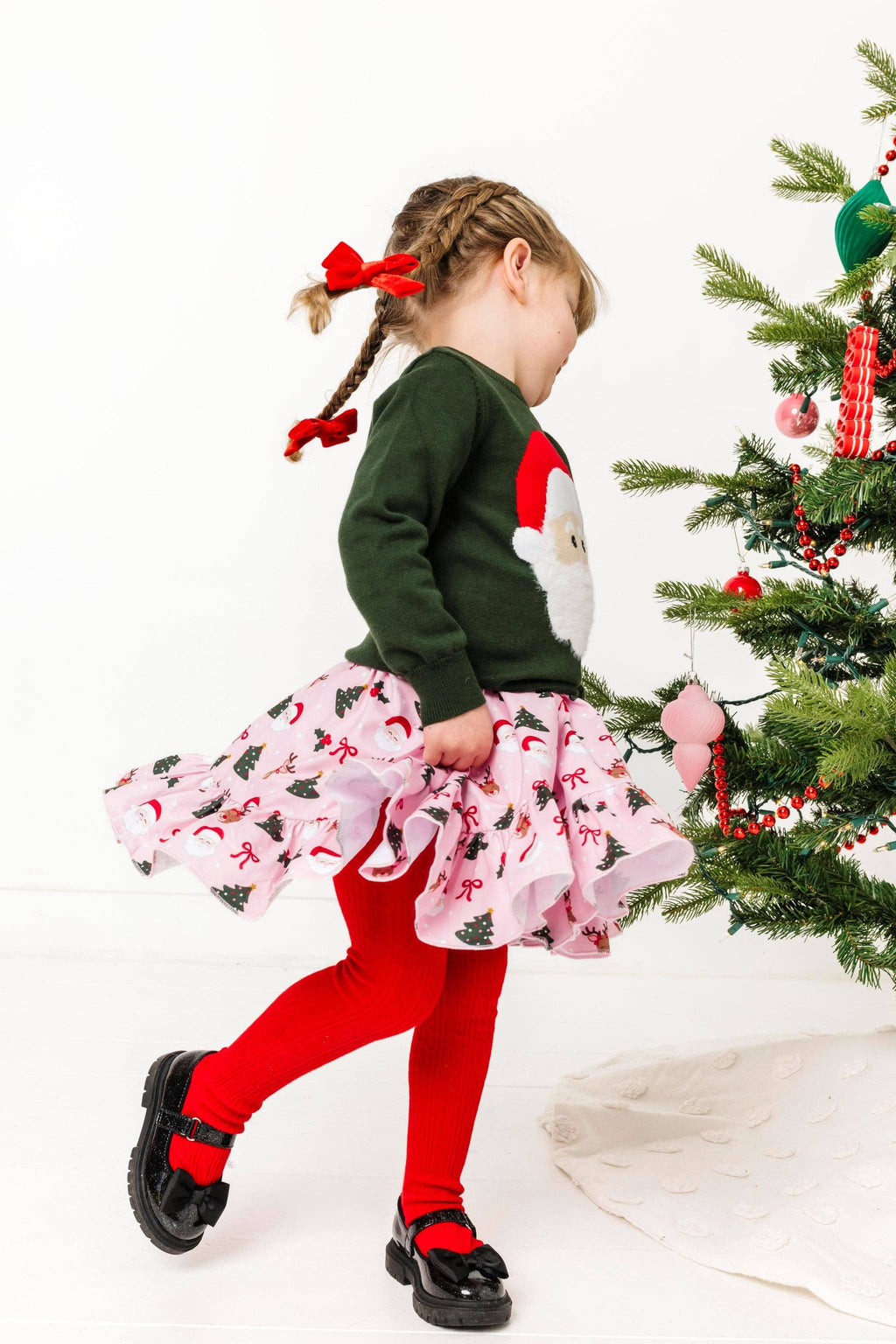 Bright Red Cable Knit Tights