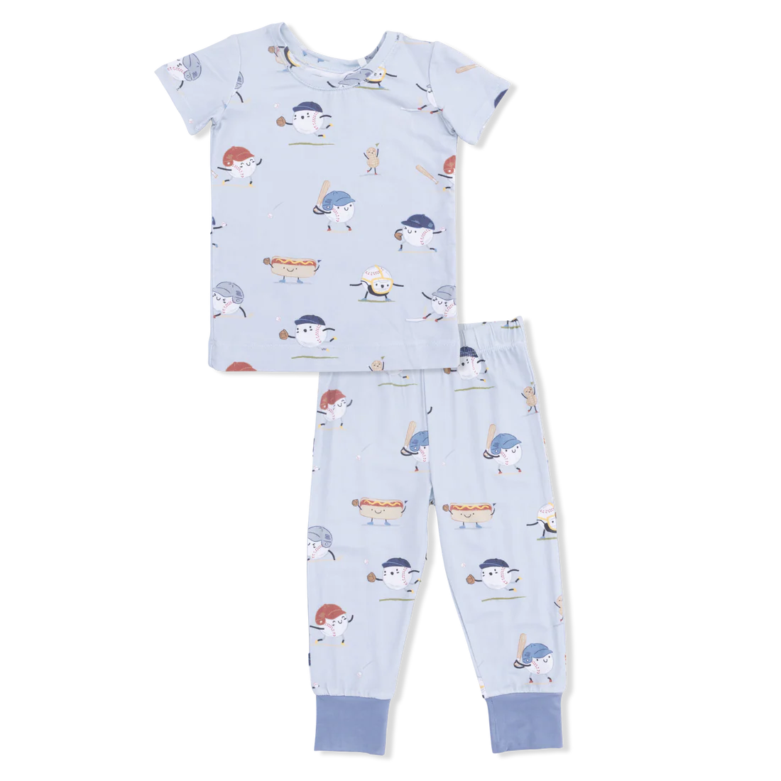 Baseballs Playing Baseball  Short Sleeve Loungewear Set