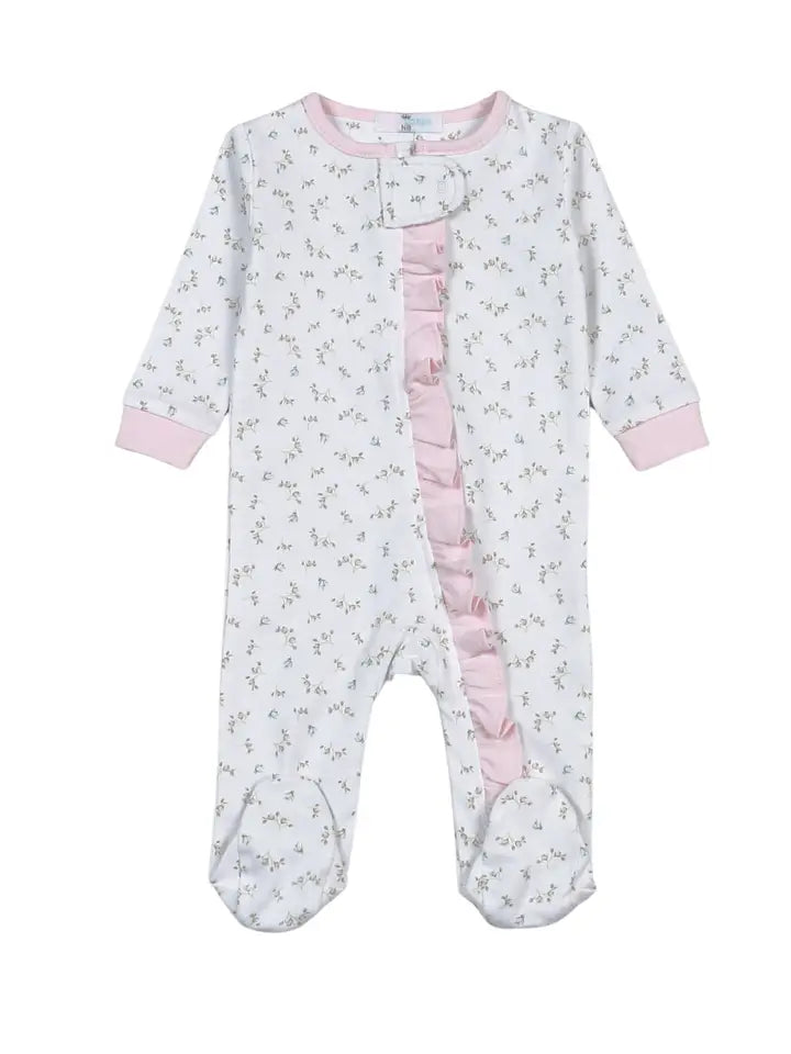 Bella Pink Floral Ruffle Footie