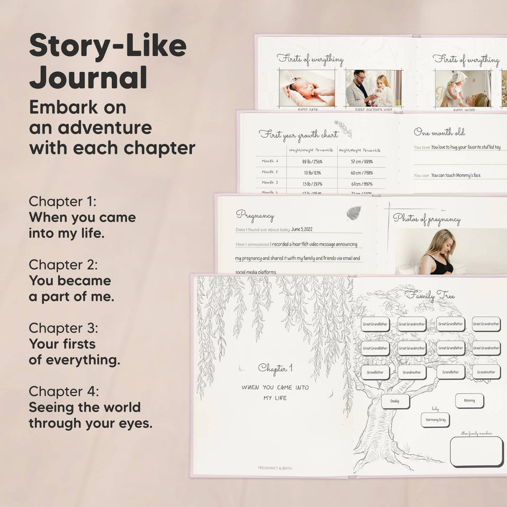 KeaBabies SKETCH Baby First Years Memory Book (Mist Pink)