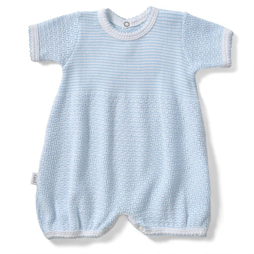 Blue Paty Knit Straight Hem Bubble
