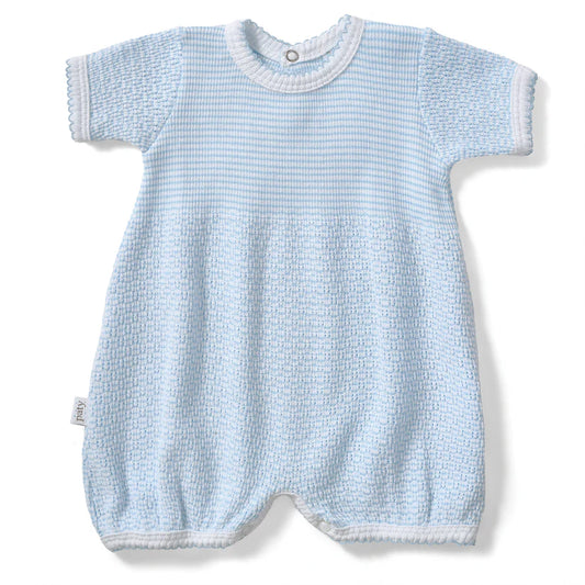 Blue Paty Knit Straight Hem Bubble