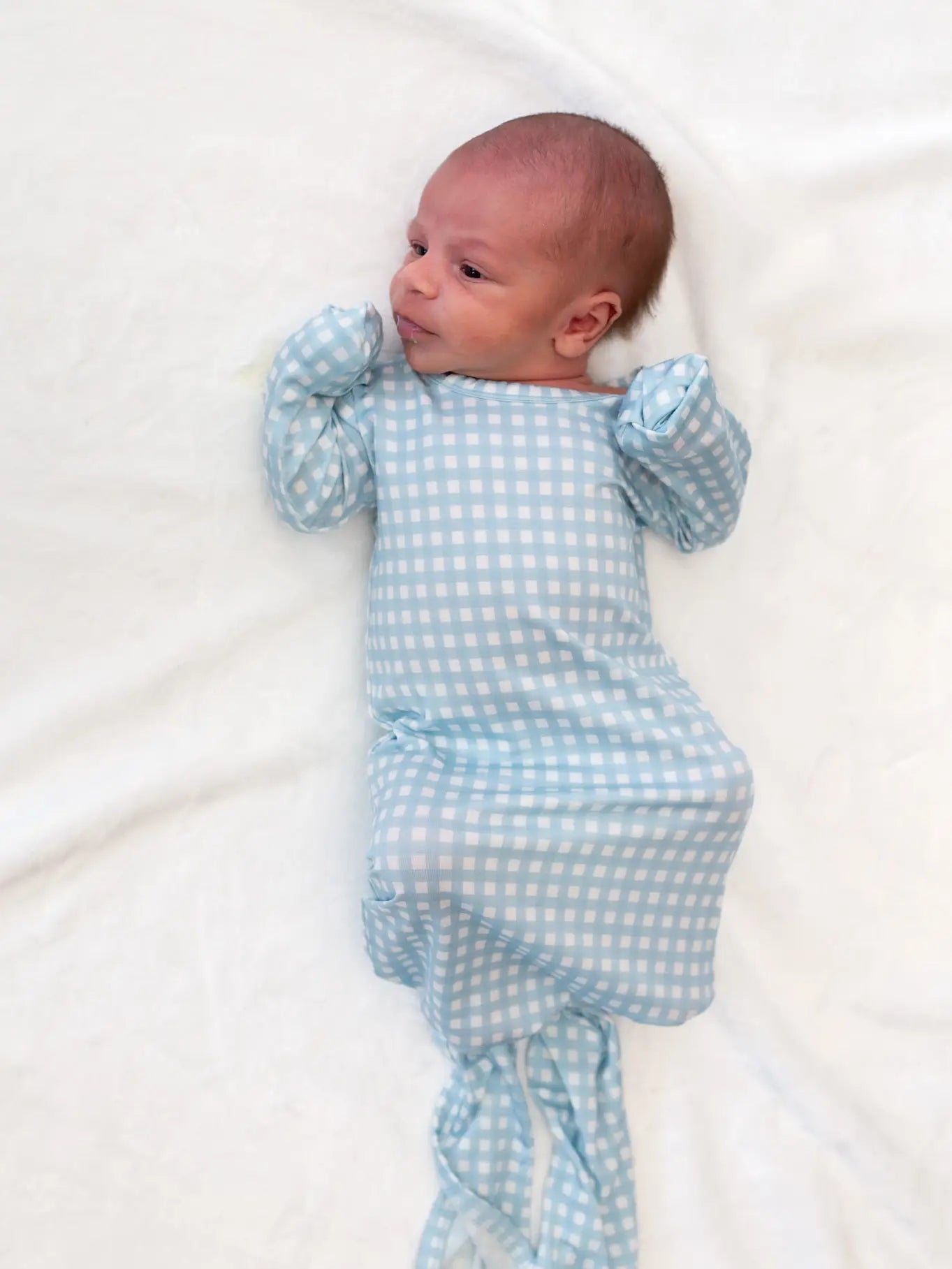 Blue Gingham Knotted Gown