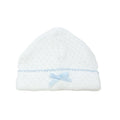 White Knit Saylor Beanie with Blue Trim