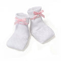 White Knit Booties with Pink Bow