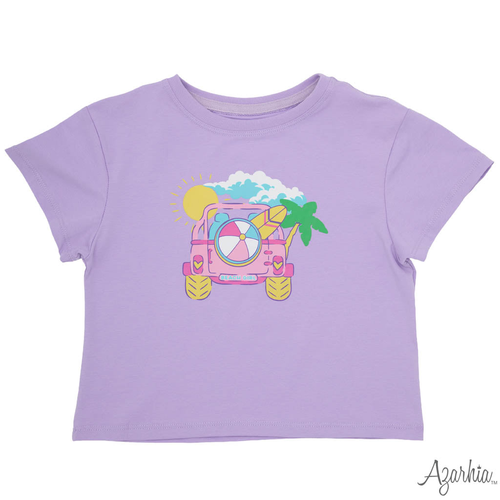 Beach Girl Lavender Ringer Boxy Tee