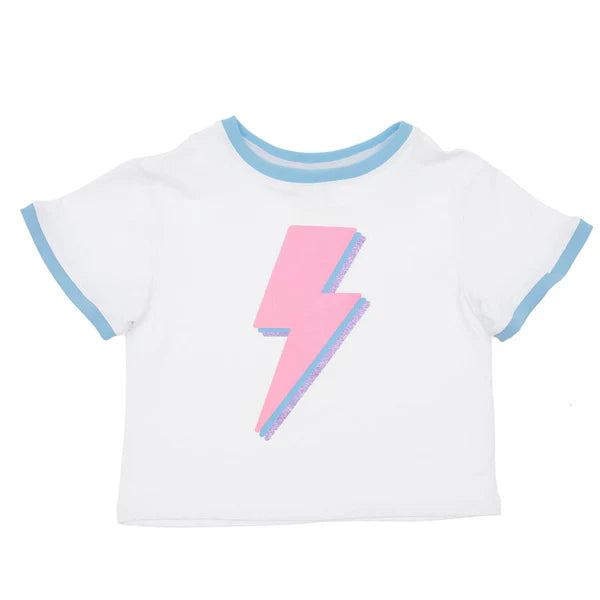 Pink Lightning Bolt on Light Blue Ringer