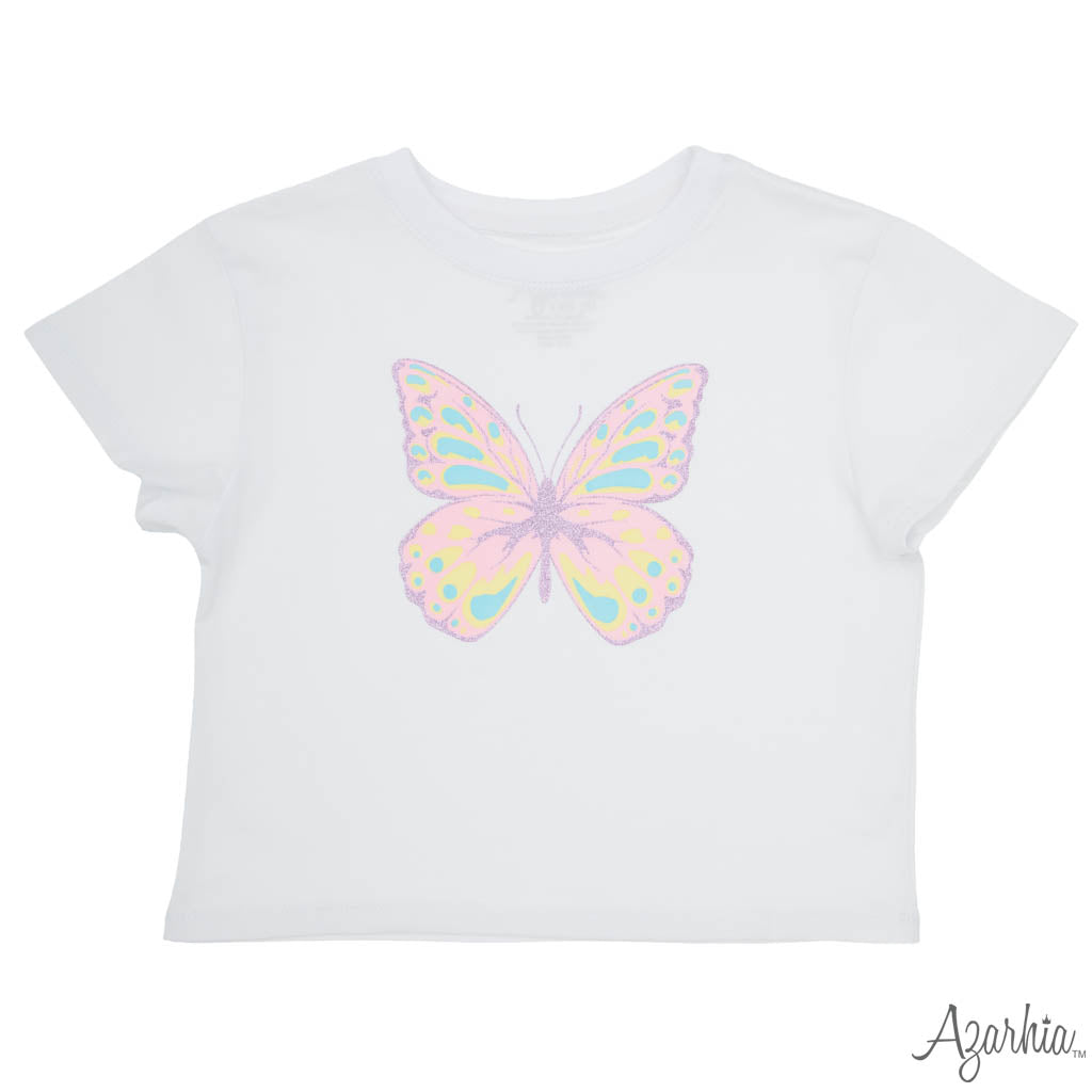 Pretty Butterfly with Pink Glitter Boxy Shirt