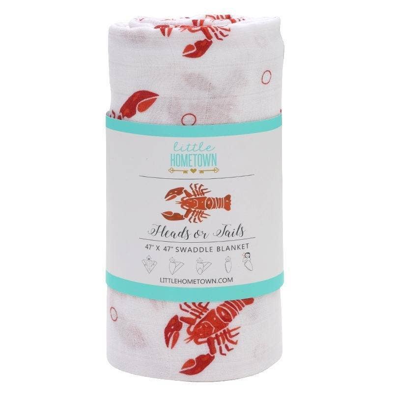 Pink Crab Baby Muslin Swaddle Receiving Blanket Made to Grow with Your Little One