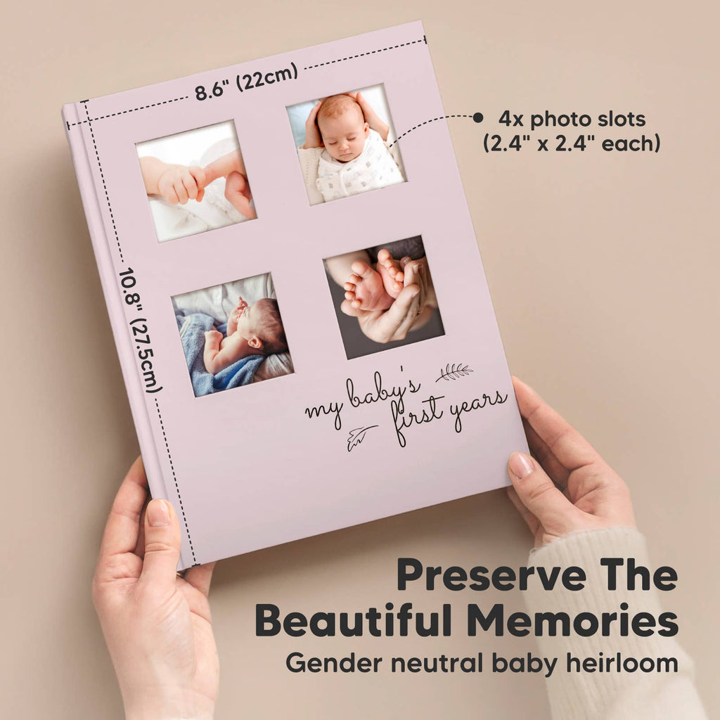 KeaBabies SKETCH Baby First Years Memory Book (Mist Pink)