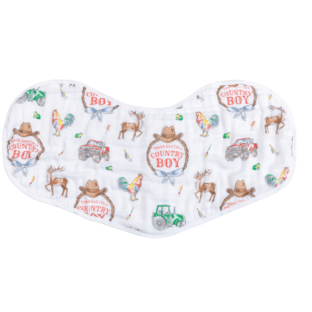 Country Baby Boy Burp Cloth and Bib 2 in 1  Soft Bamboo Organic Cotton Combo