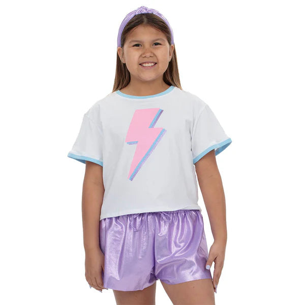 Pink Lightning Bolt on Light Blue Ringer