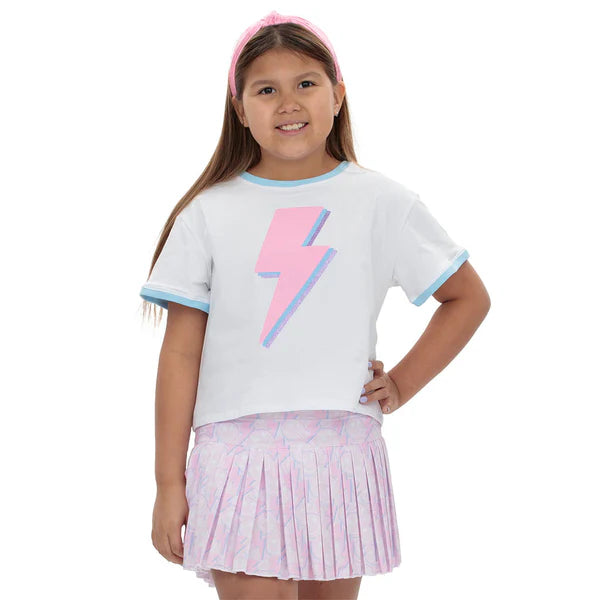 Pink Lightning Bolt on Light Blue Ringer