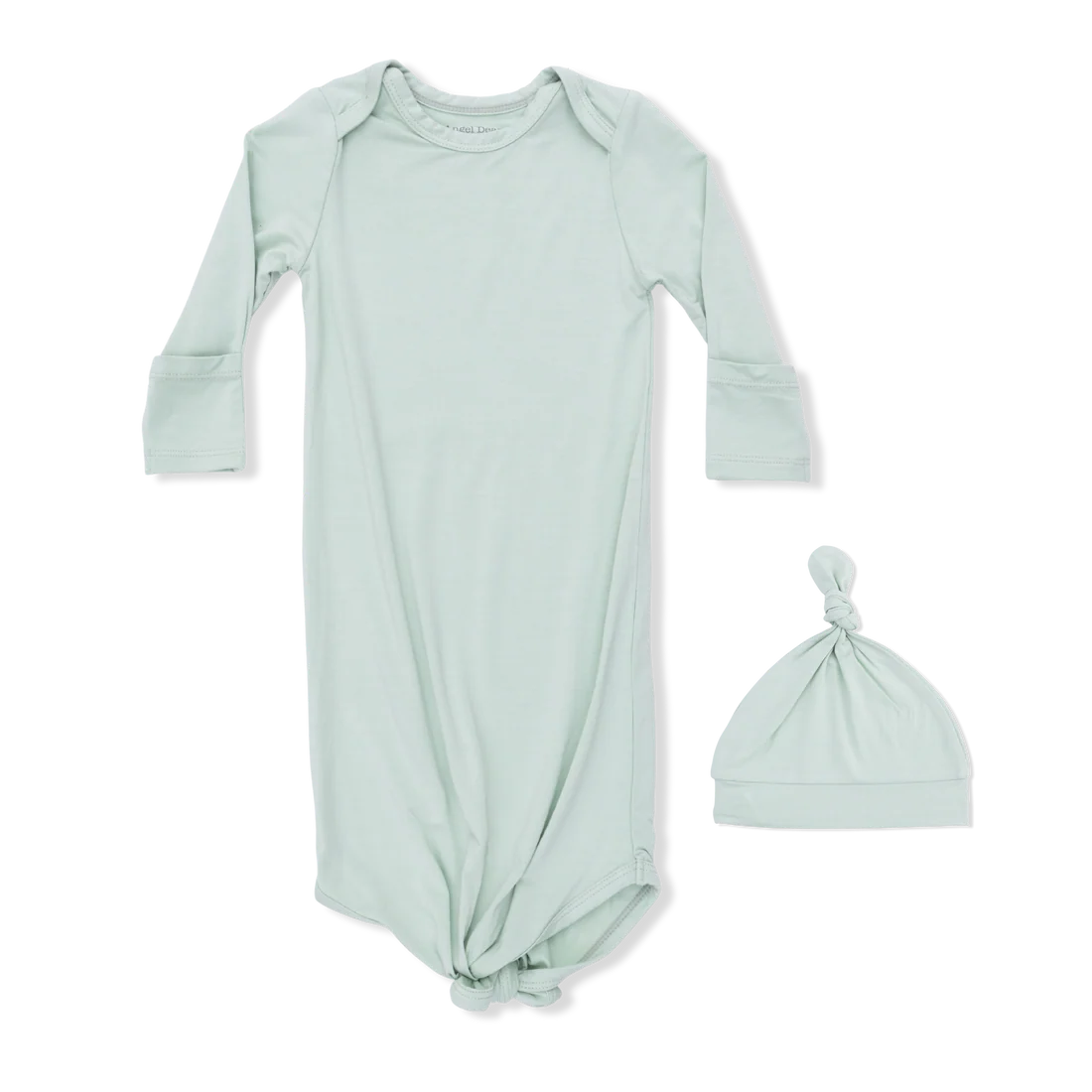 Solid Cameo Green Knotted Gown And Hat