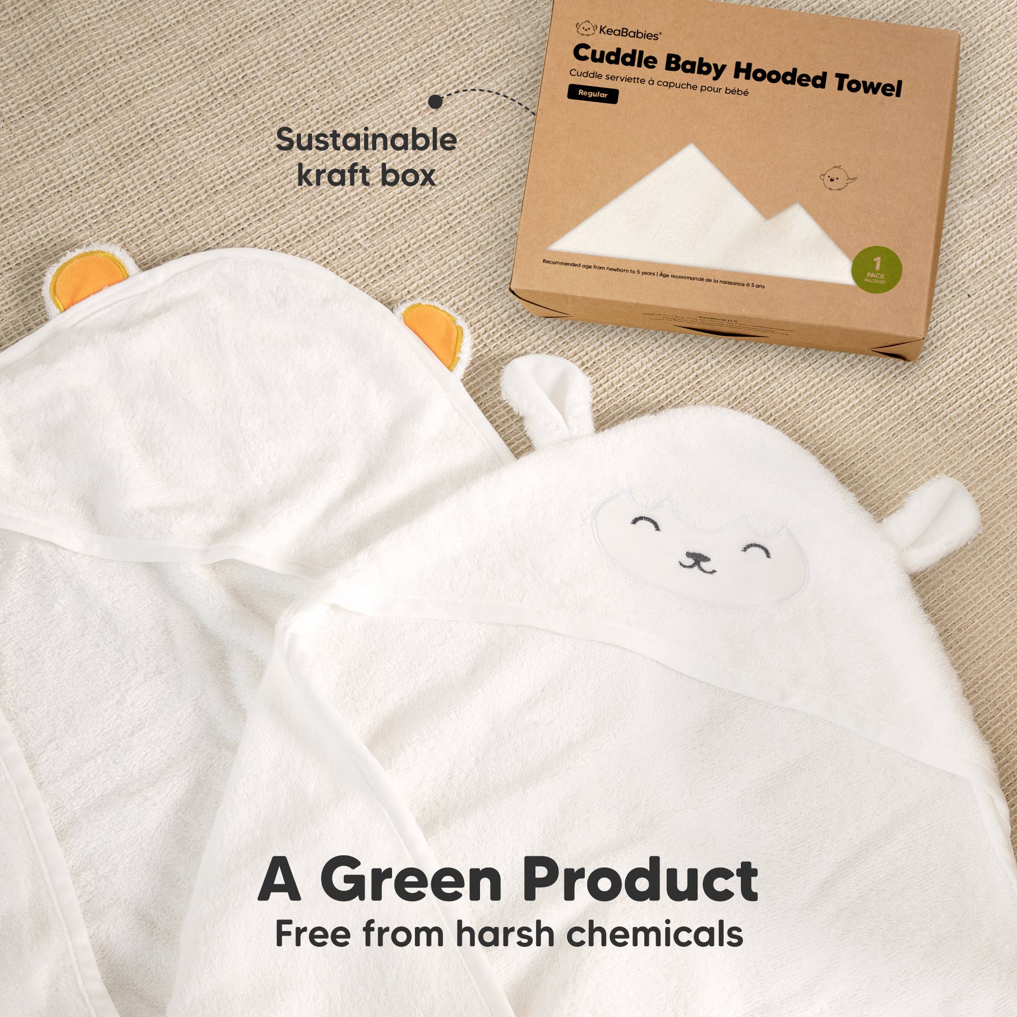 KeaBabies Cuddle Baby Hooded Towel- Bunny