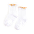 Ribbed Lettuce Trim Midi Socks - White/Sunshine