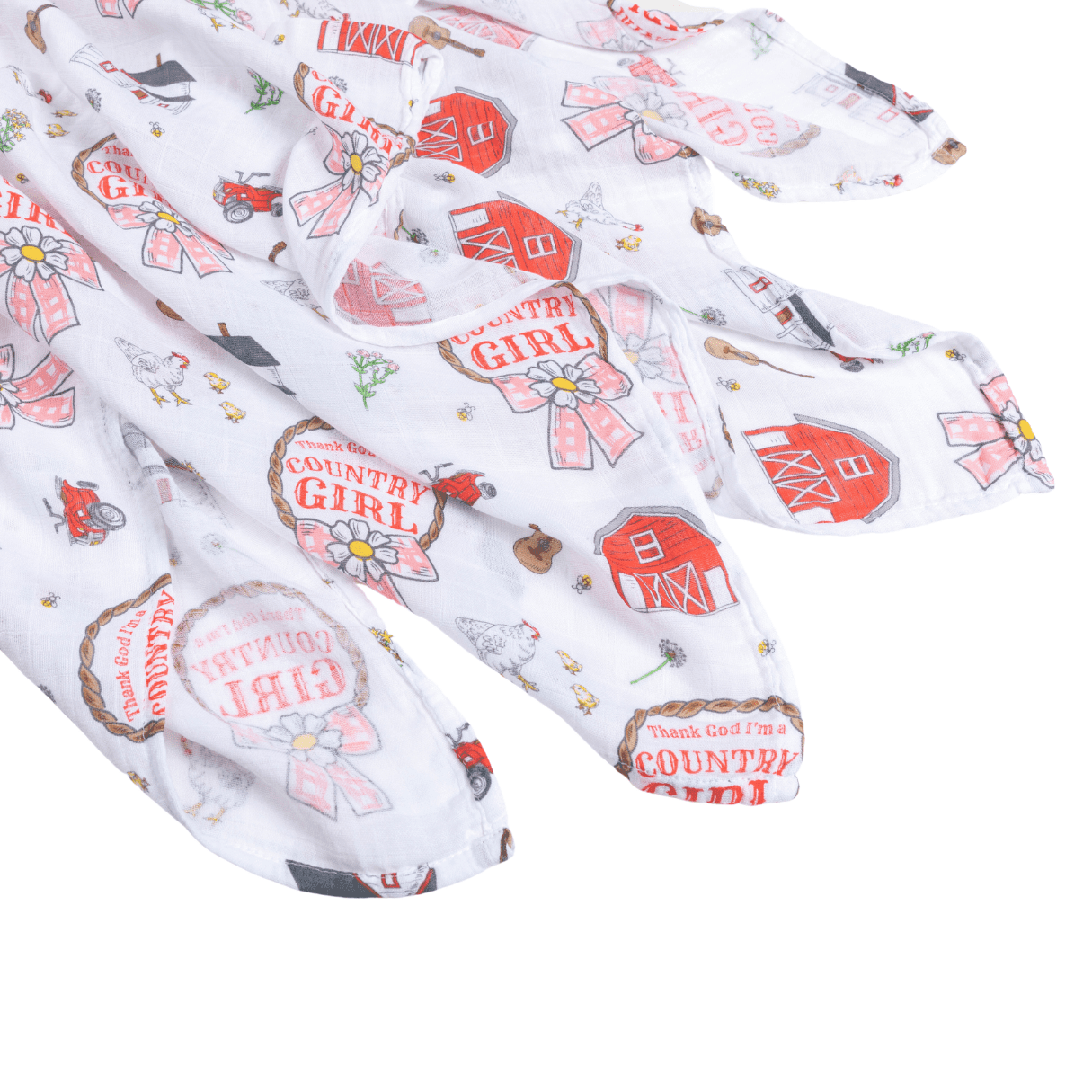 Country Girl Muslin Swaddle Receiving Blanket Breathable and Lightweight