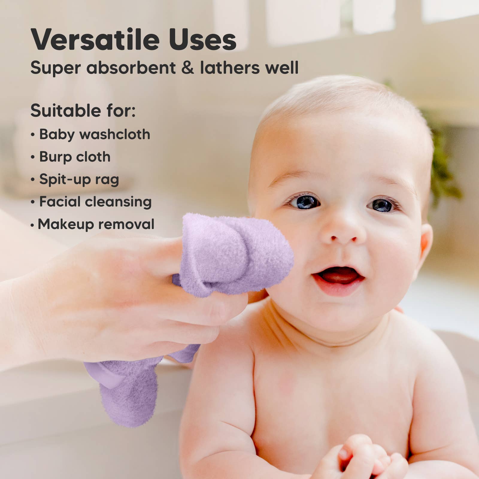 6-Pack Baby Wash Cloths - purple