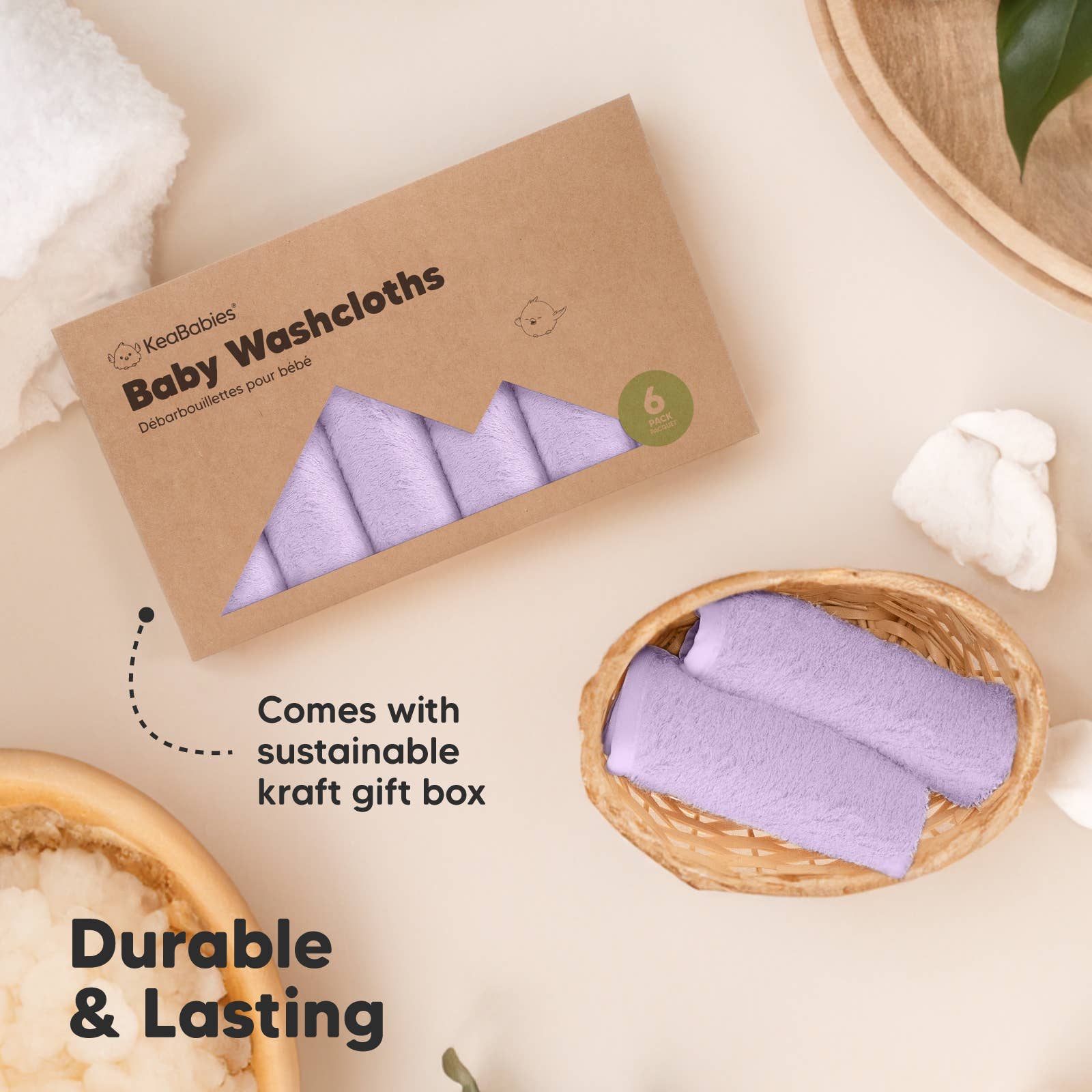 6-Pack Baby Wash Cloths - purple