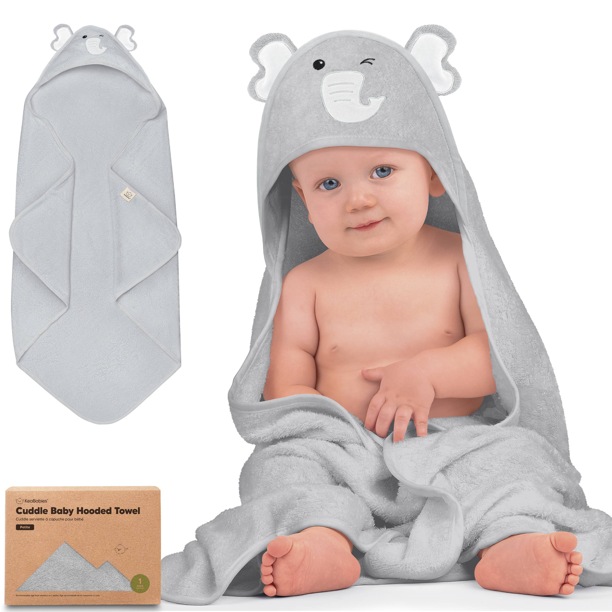 KeaBabies Cuddle Baby Hooded Towel