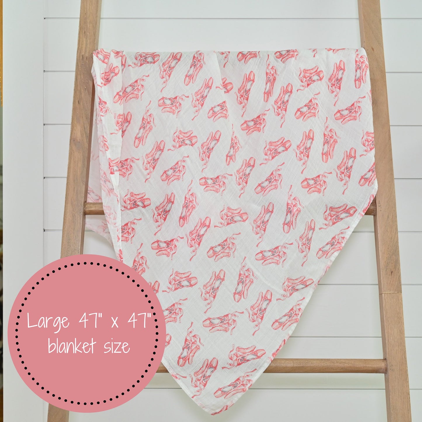 Pink Ballet Shoe Baby Muslin Swaddle Blanket
