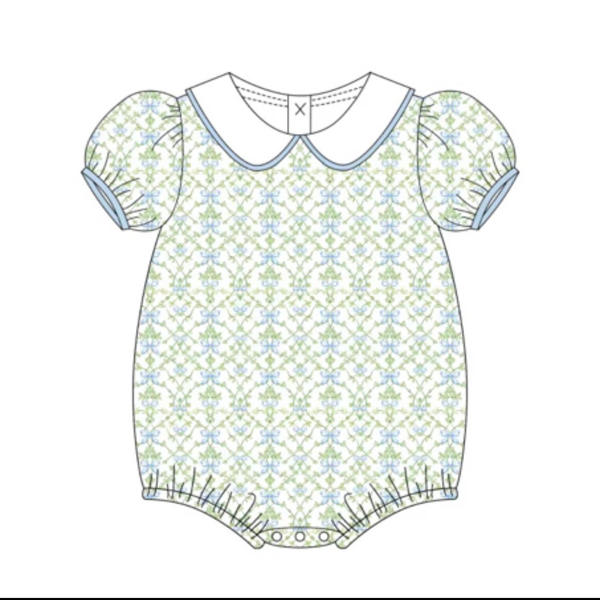 Blue and Green Toile bubble 